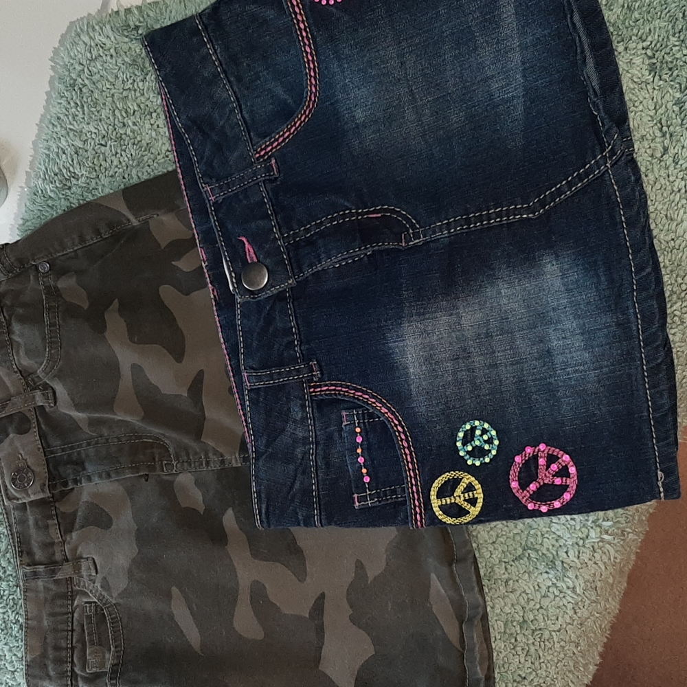 Girls Camo and Denim Skirts